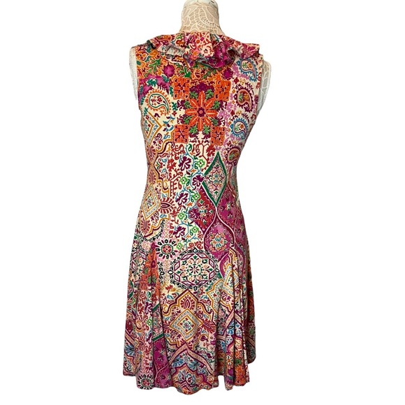 Vintage 90s Y2K Ralph Lauren Sleeveless A-line Dress Floral Paisley Medium. - Picture 2 of 12